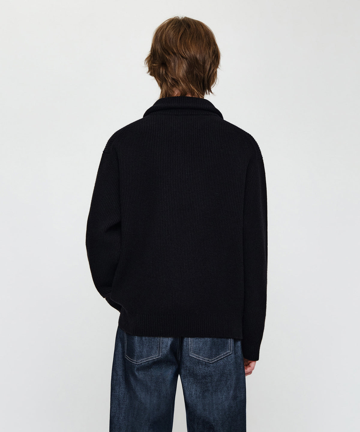 SMALL CLASSIC LOGO OVERSIZED HALF ZIP-UP KNIT