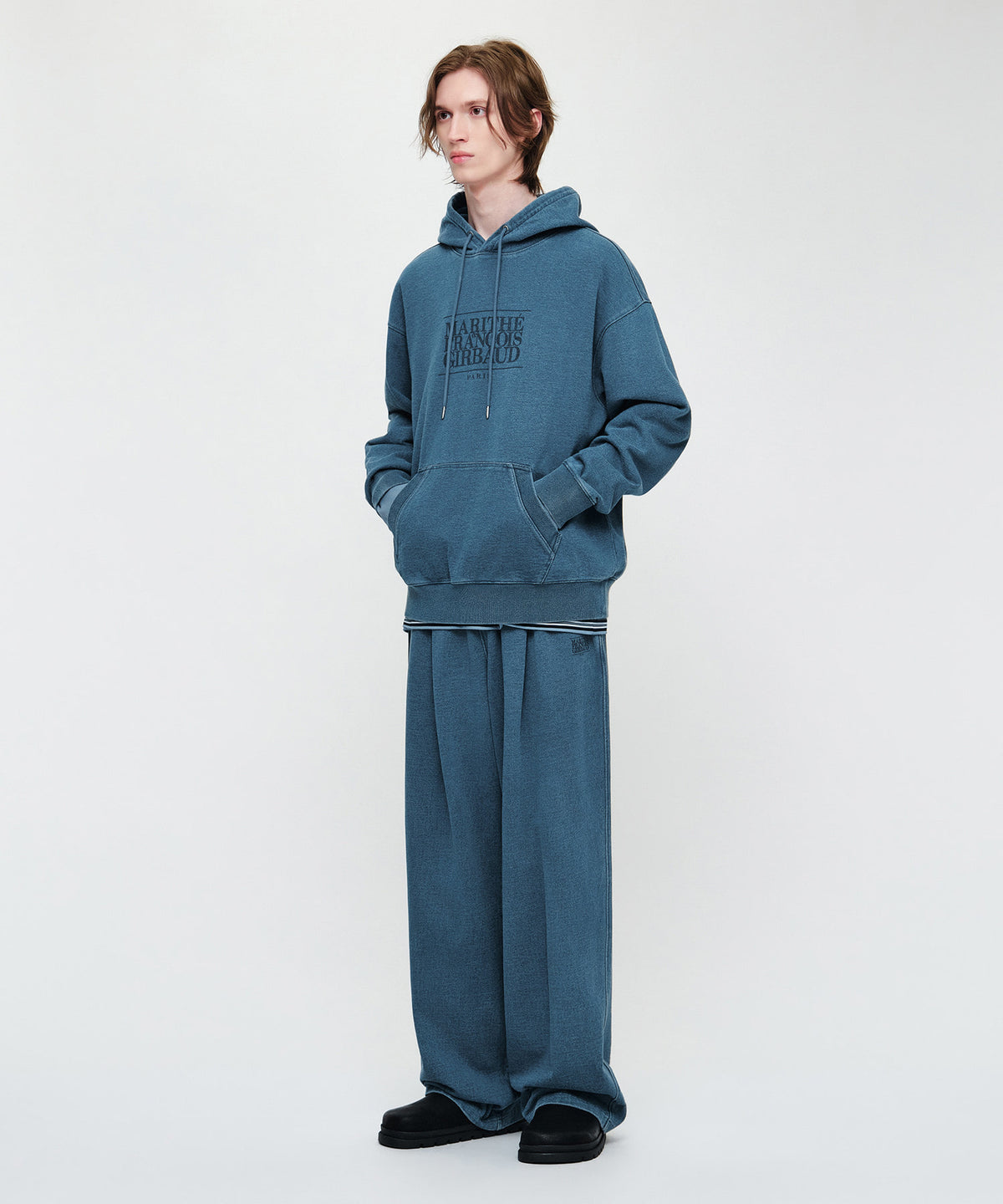 CRACK CLASSIC LOGO DYEING ONE TUCK WIDE SWEAT PANTS