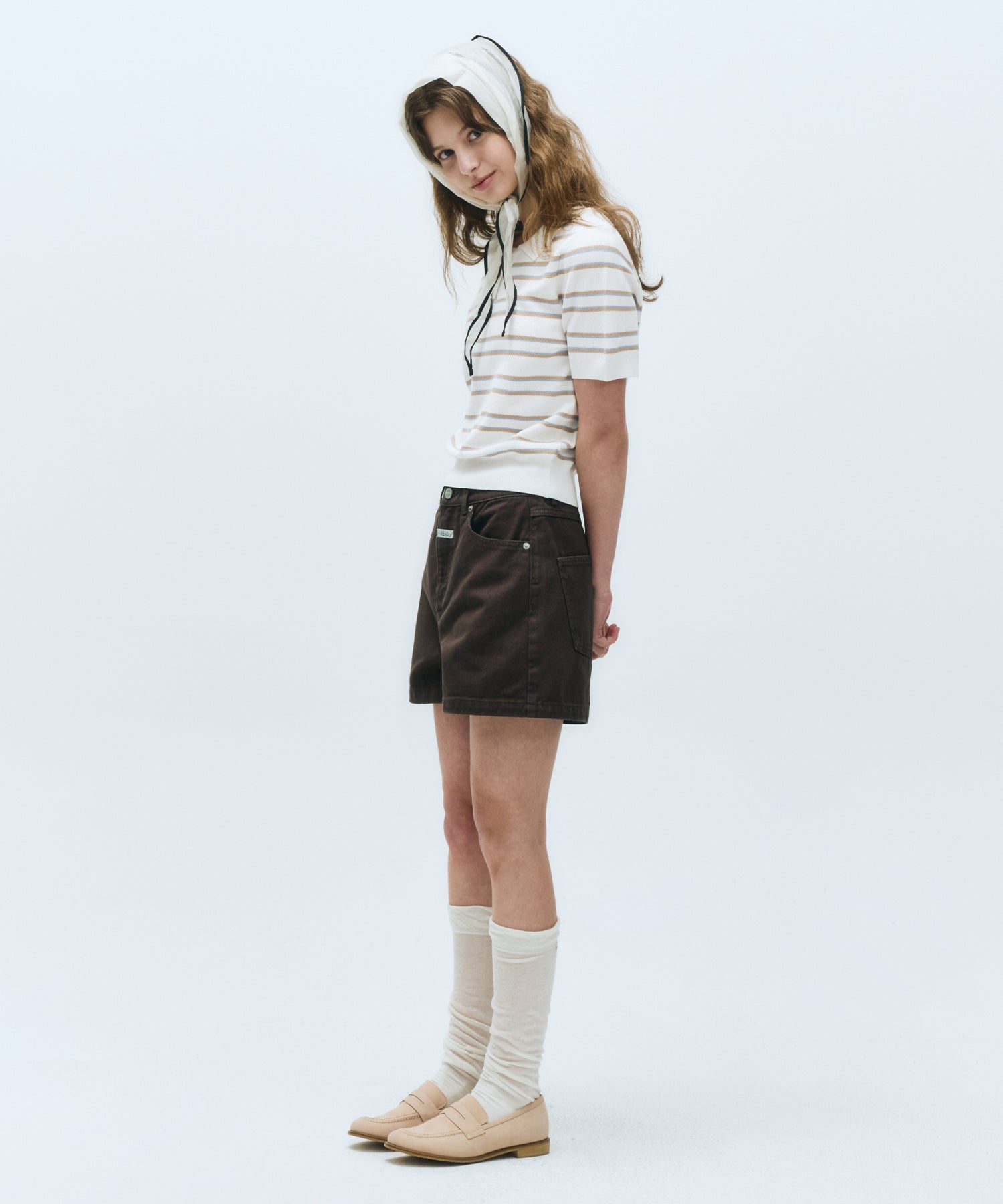 W COLORED DENIM SHORTS