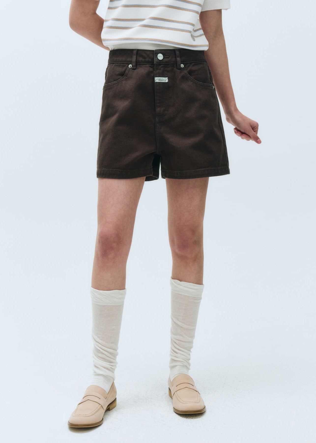 W COLORED DENIM SHORTS