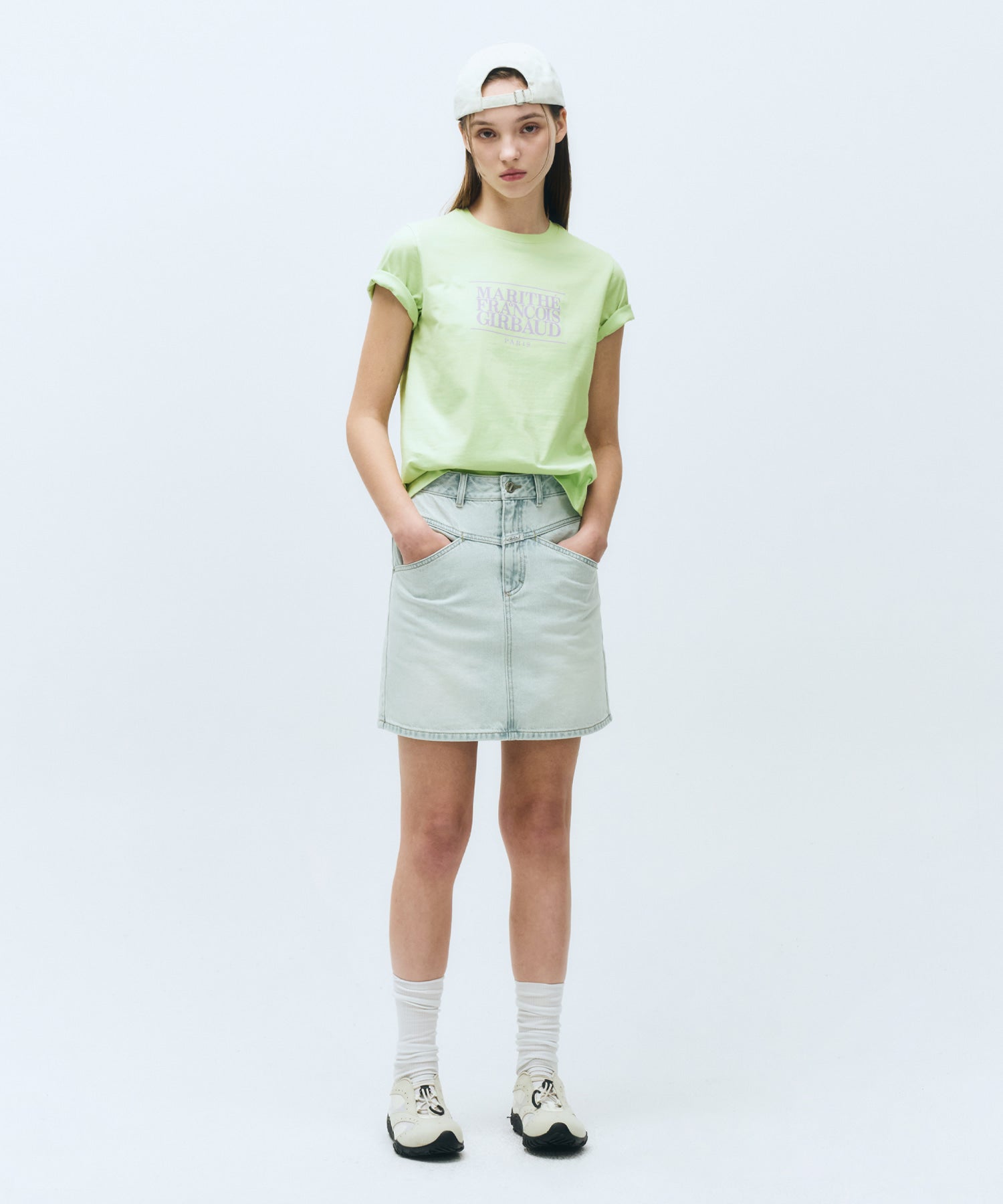 W STRAIGHT DENIM MINI SKIRT