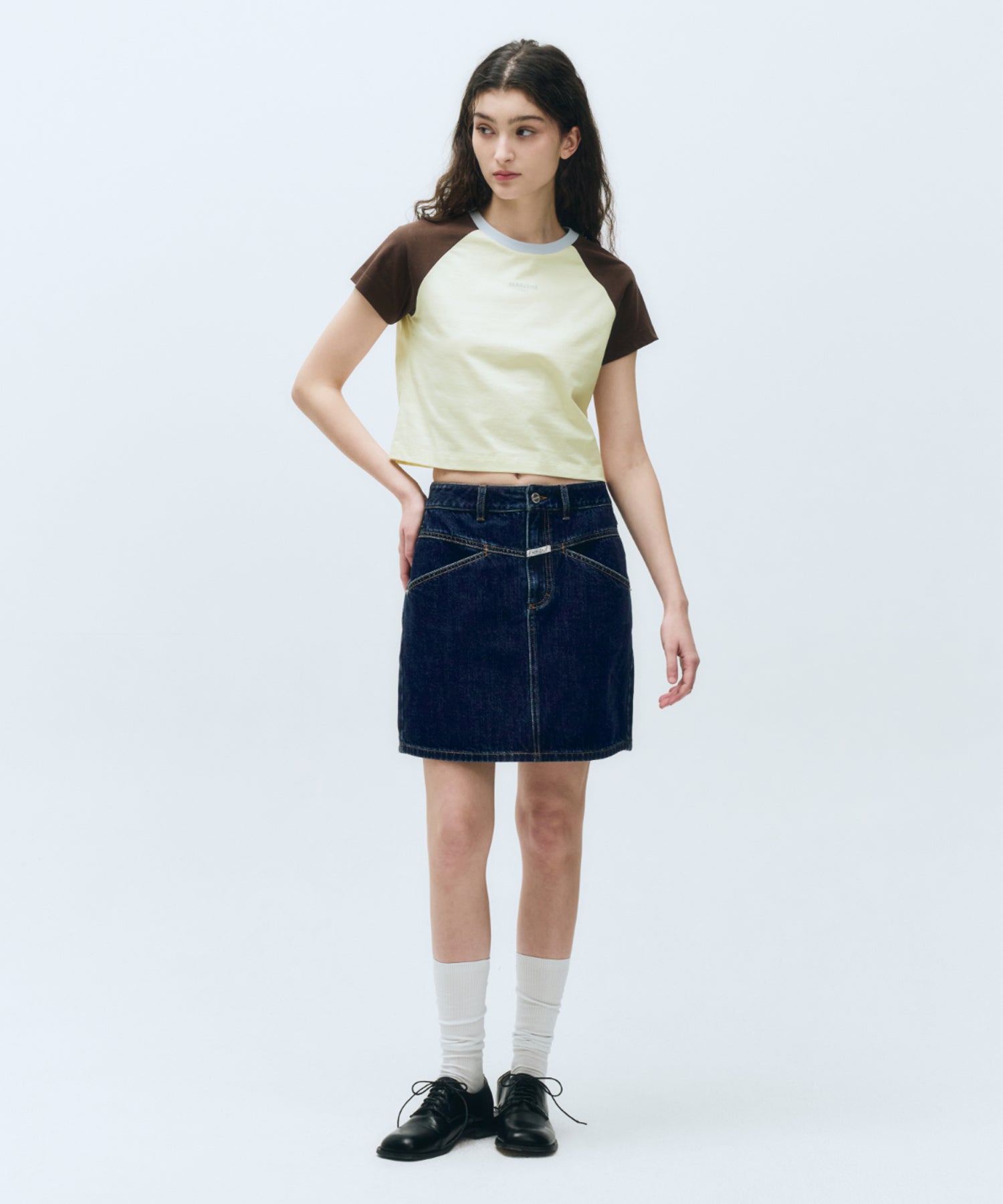W STRAIGHT DENIM MINI SKIRT