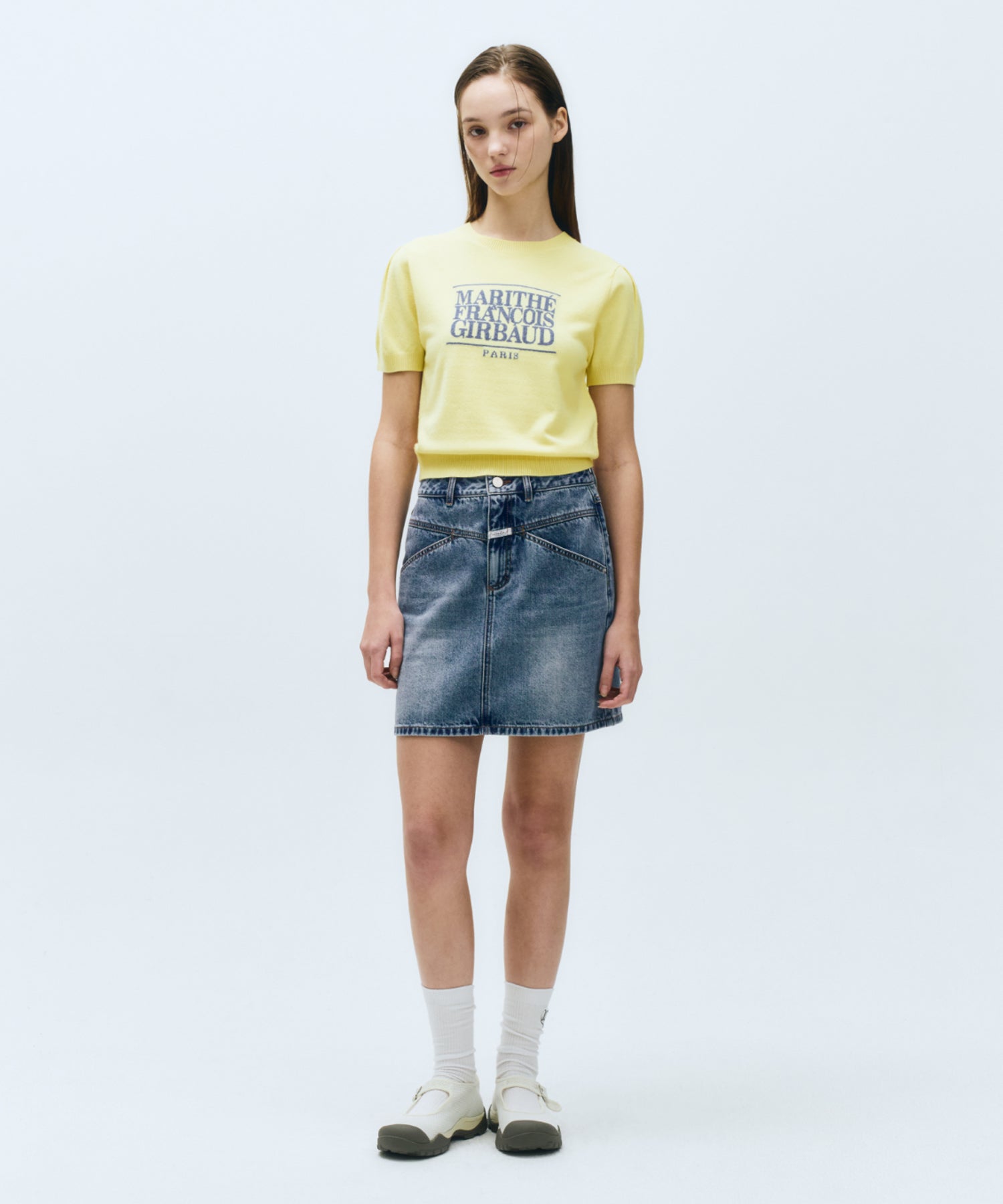 W STRAIGHT DENIM MINI SKIRT