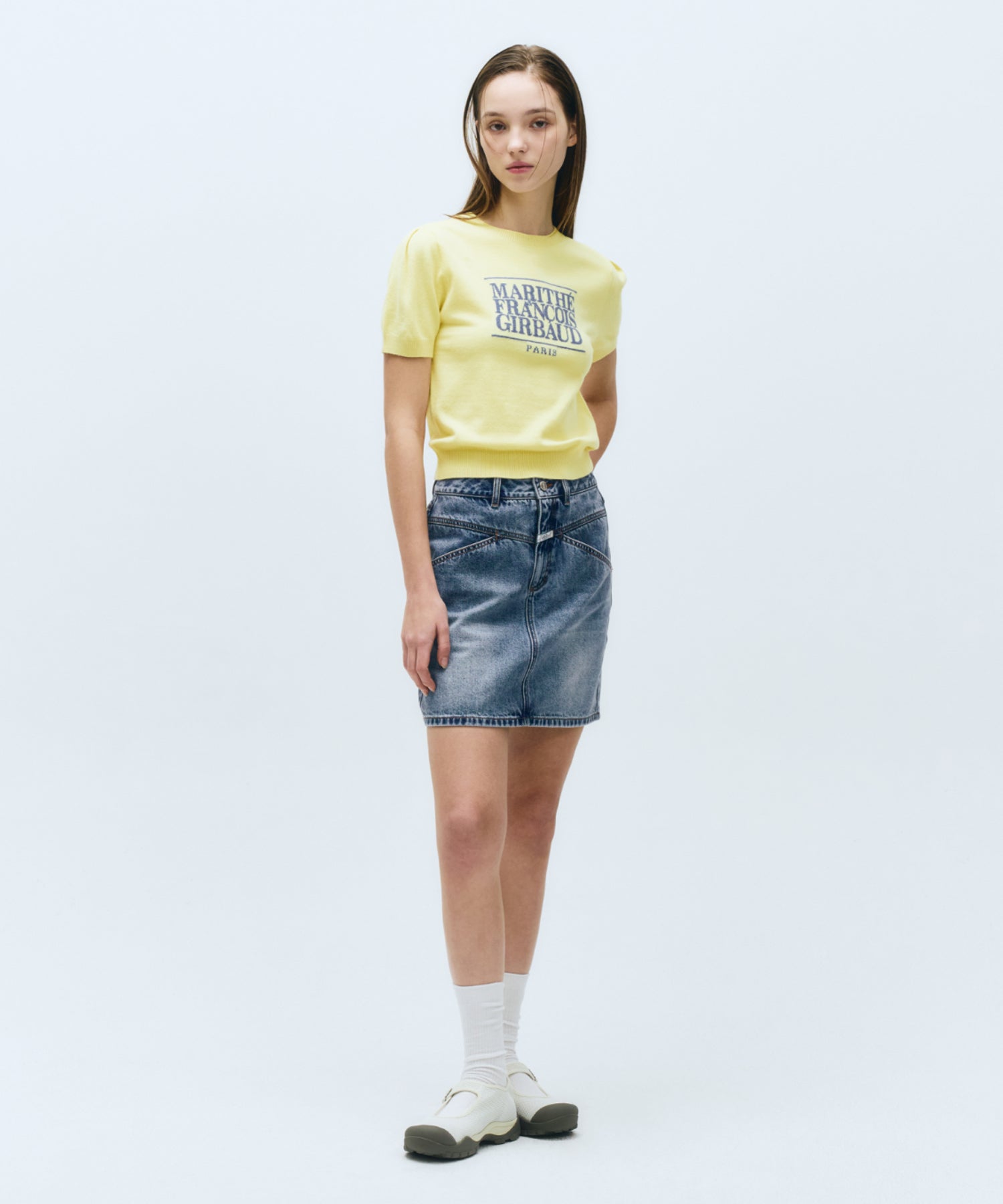 W STRAIGHT DENIM MINI SKIRT