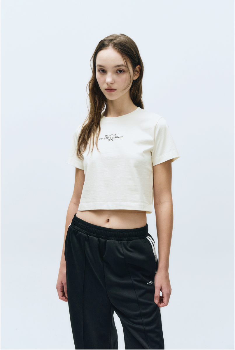 25SS新作クロップト【MARITHE】W LETTERING CROP TEE 3色 W LETTERING CROP TEE