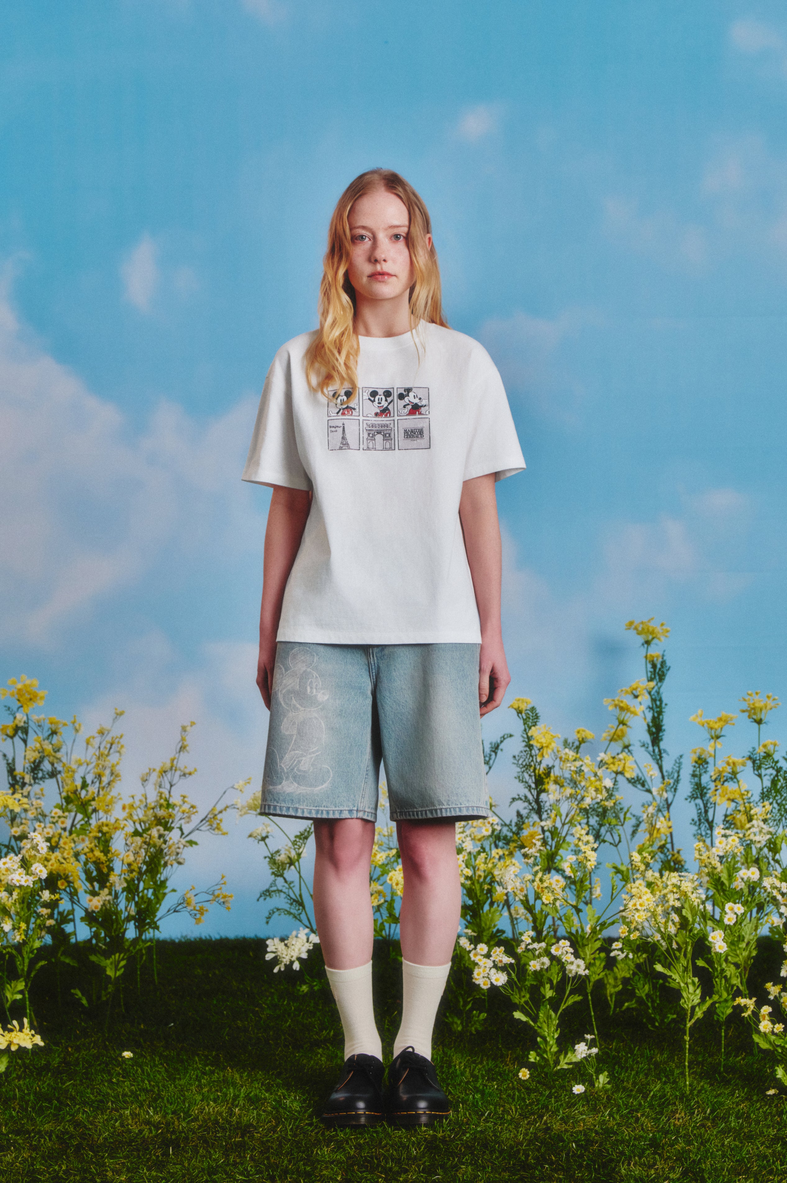 [MARITHE_DISNEY] MICKEY_W BERMUDA DENIM PANTS