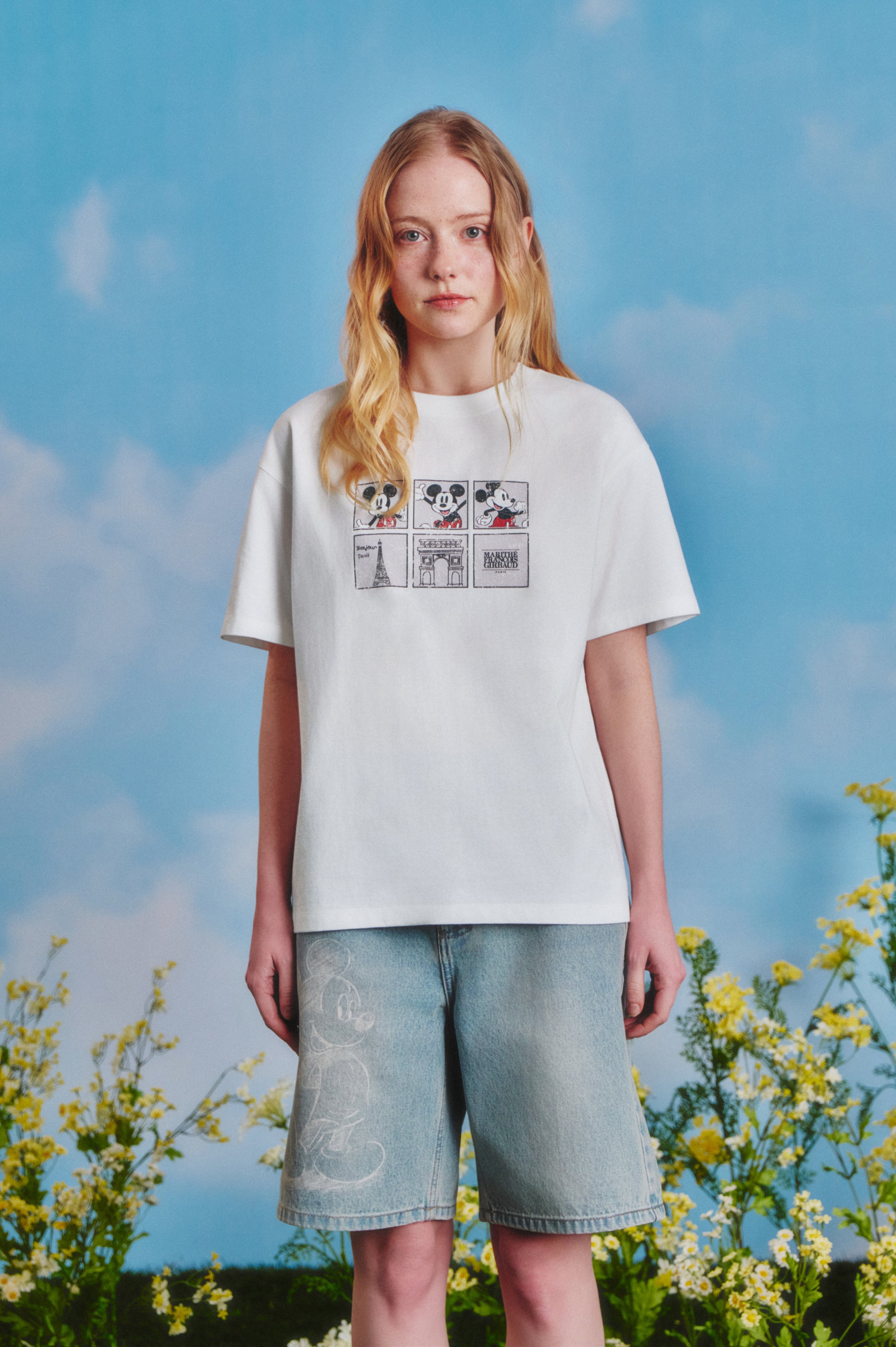 [MARITHE_DISNEY] MICKEY_W BERMUDA DENIM PANTS