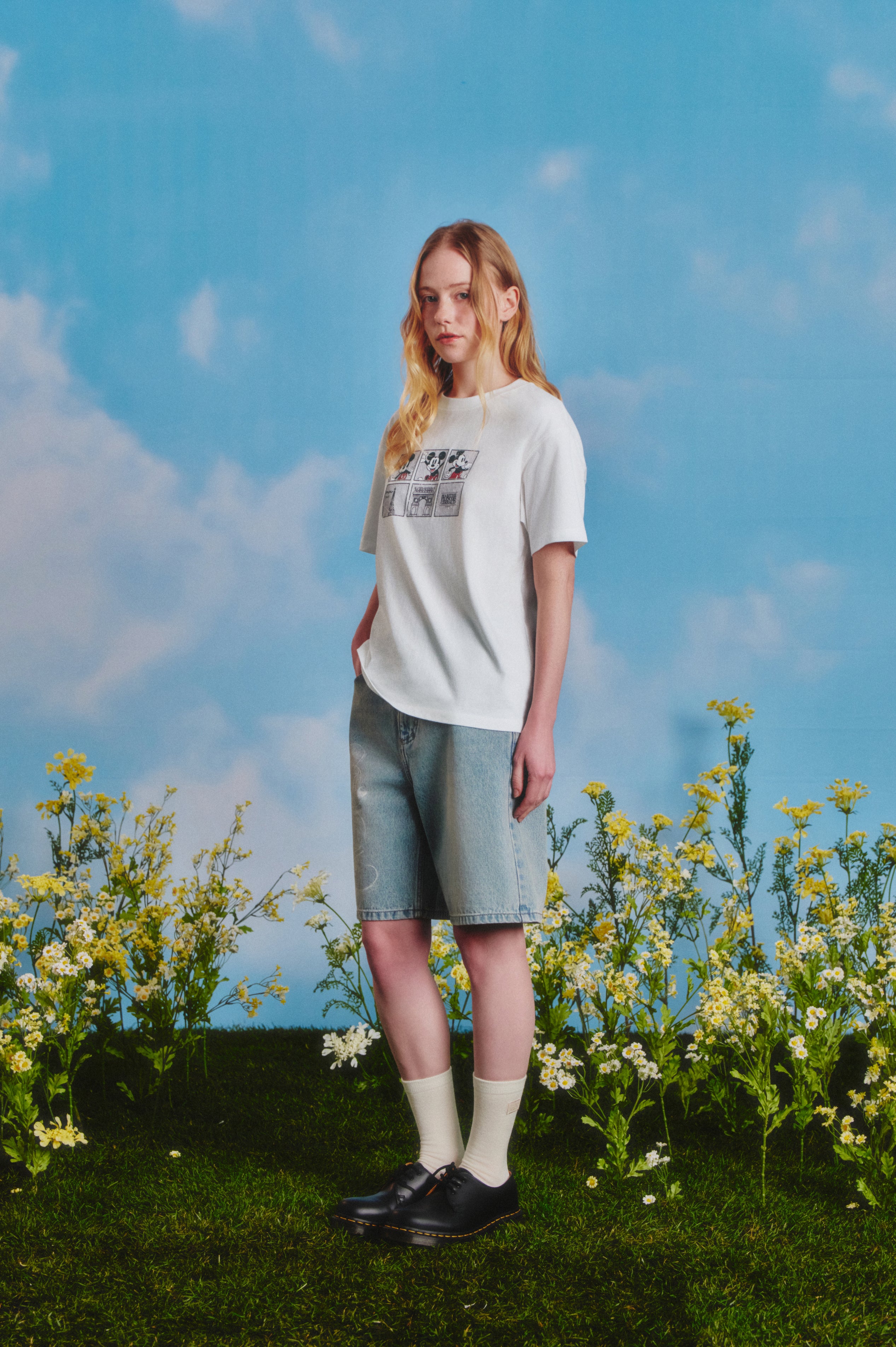 [MARITHE_DISNEY] MICKEY_W BERMUDA DENIM PANTS
