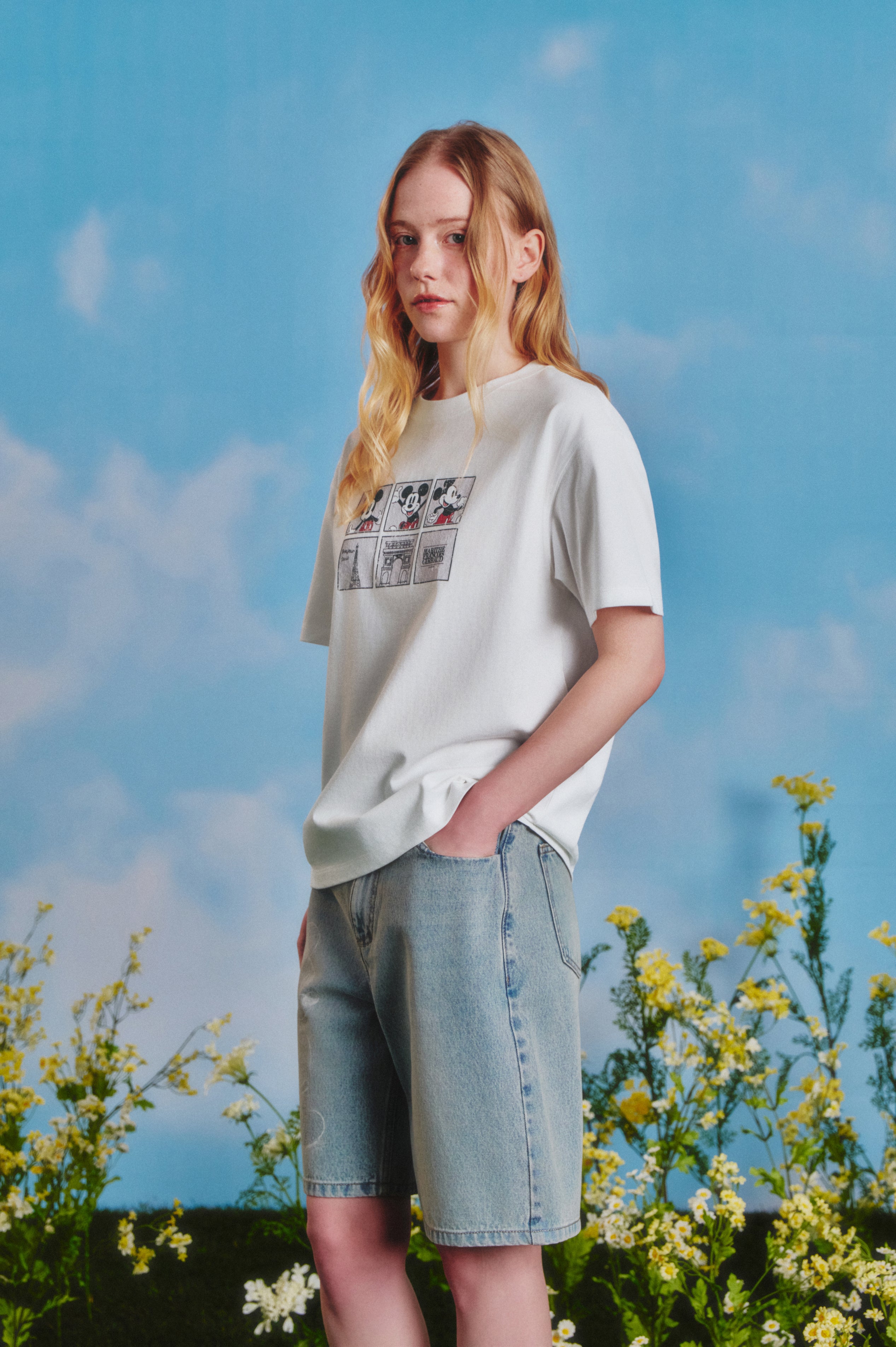 [MARITHE_DISNEY] MICKEY_W BERMUDA DENIM PANTS