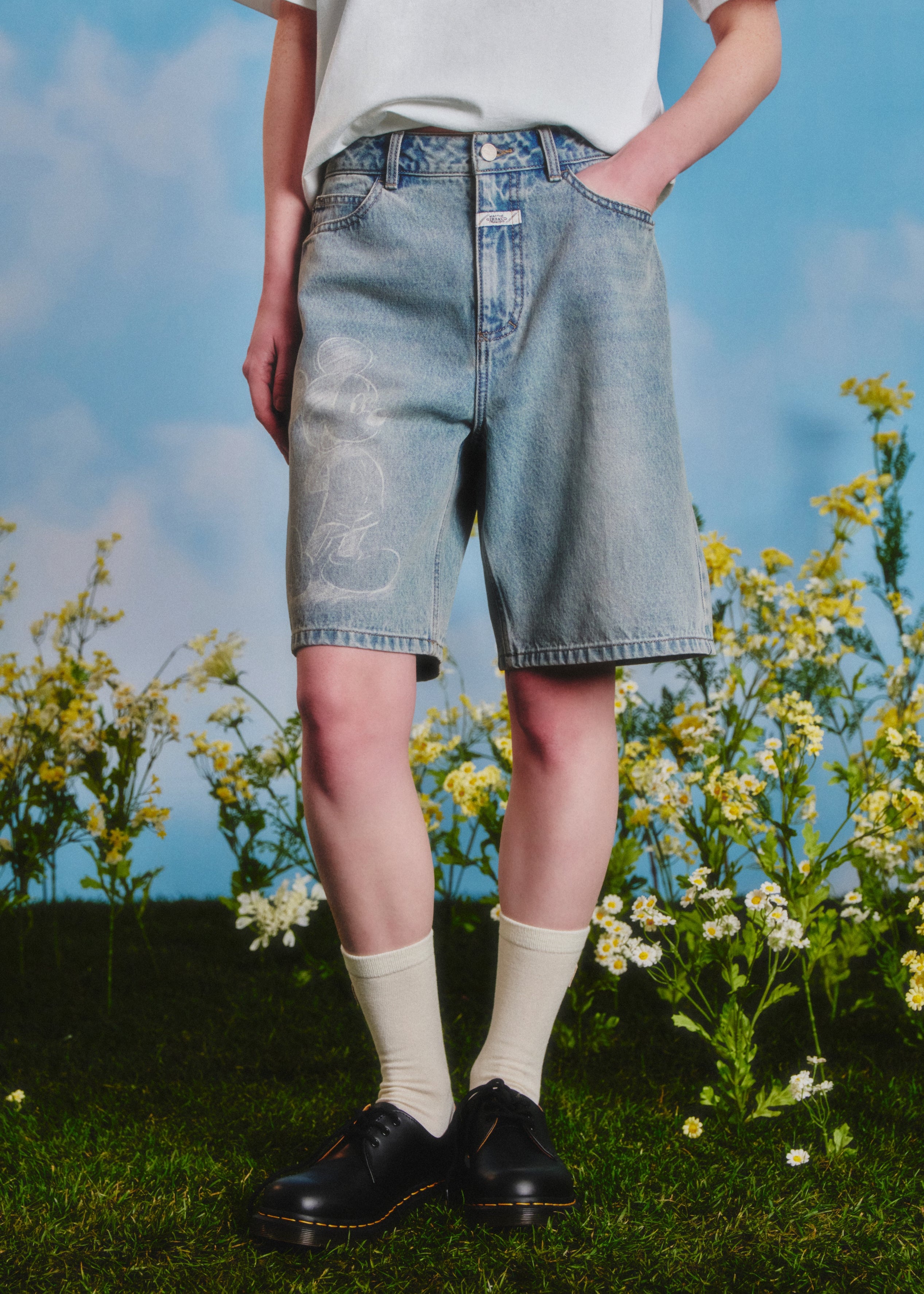 [MARITHE_DISNEY] MICKEY_W BERMUDA DENIM PANTS